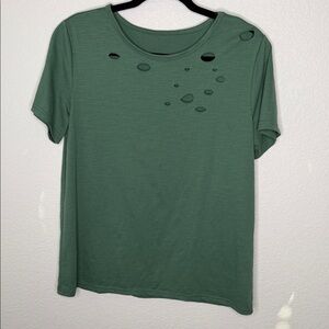 Green Distressed Women's Tee size M